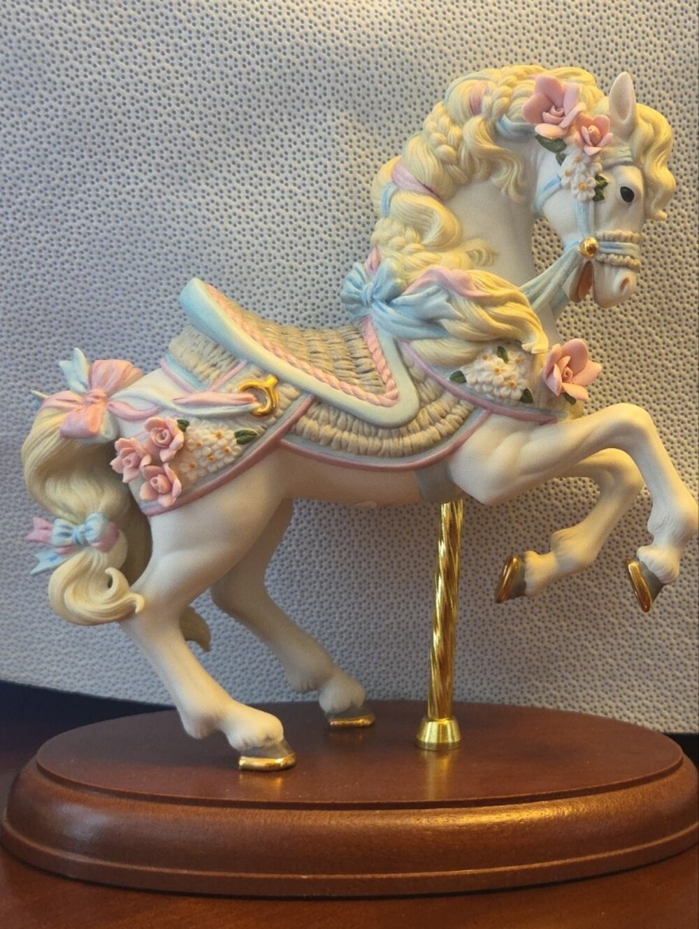 Lenox Cream Porcelain Carousel Horse with Pink and Pale Blue Accents
